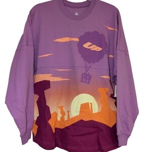 NEW DISNEY UP Paradise falls Purple Graphic Long Sleeve Shirt